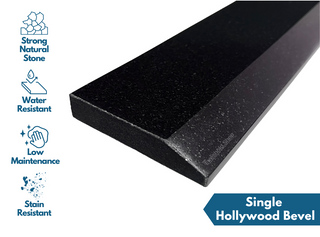 Absolute Black Granite Threshold, Single Bevel Design, Material Quality Description