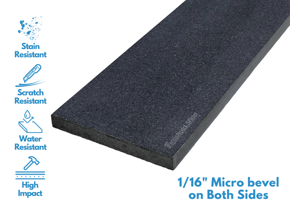 Absolute Black Honed Granite Threshold, Eased Edge, Material Quality Description
