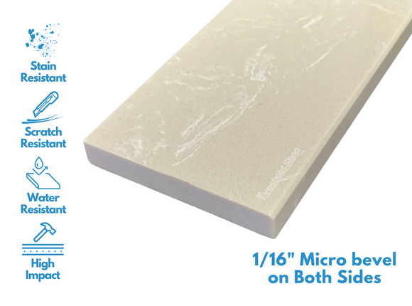 Beige Engineered Marble Threshold, Eased Edge, description of the material strength
