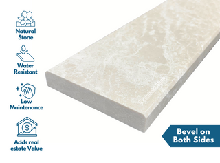 Botticcino Marble Threshold, Single Bevel Design, Material Quality Description