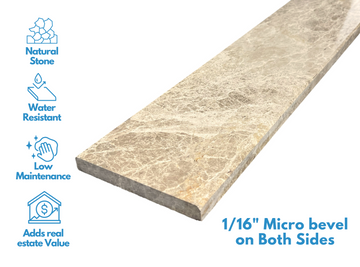 Light Emperador Marble Threshold, Eased Edge Design, Material Quality Description