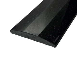 Solid Black Polished Granite Threshold, Double Hollywood Bevel, Expanded Edge View