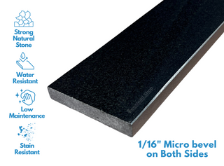 Solid Black Polished Granite Threshold, Eased Edge, Material Quality Description