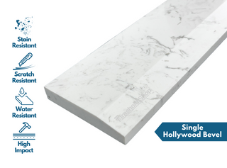 Statuario Engineered Marble Threshold, Single Hollywood Bevel, description of the material strength