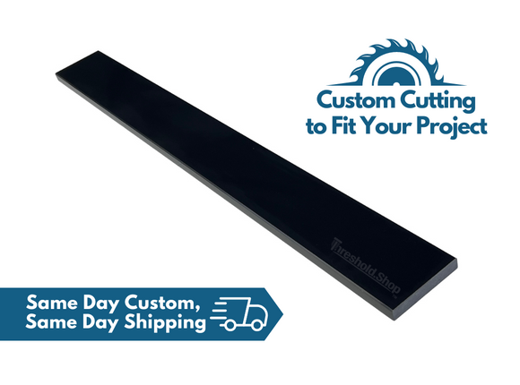 Super Black Engineered Marble Threshold, Eased Edge Design, Same Day Custom, Same Day Shipping