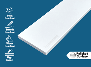 Super White Engineered Marble Threshold, Eased Edge Design, material quality description