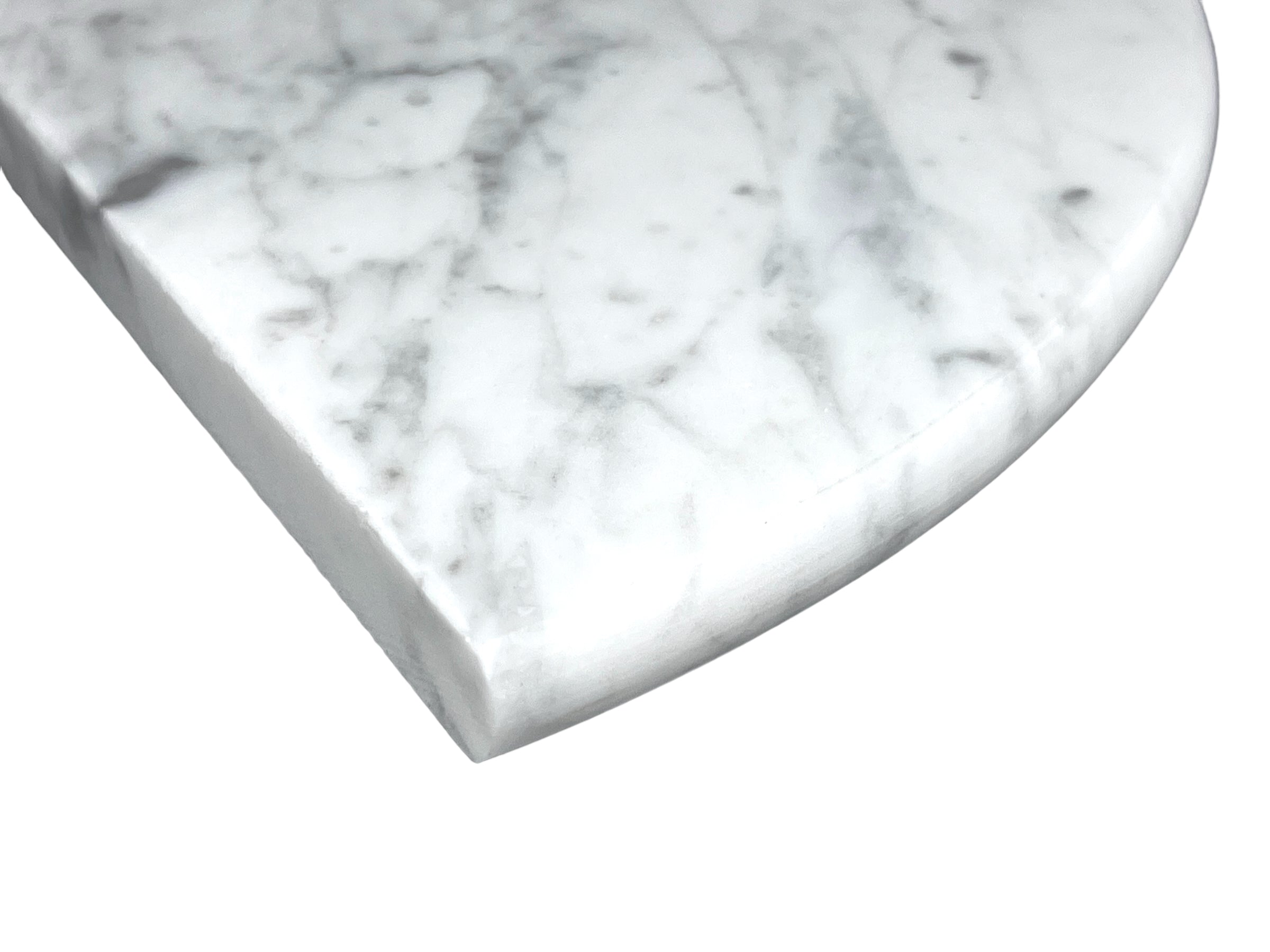 18 Inch Italian White Carrara Marble Corner Shower Seat, Expanded Edge View