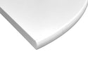 18 Inch Super White Engineered Marble Corner Shower Seat, Expanded Edge View
