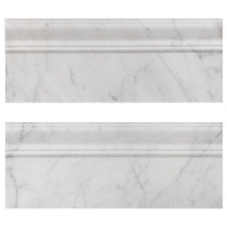 Carrara White Italian Marble Skirting Baseboard Molding Polished