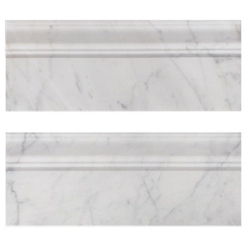 Carrara White Italian Marble Skirting Baseboard Molding Polished