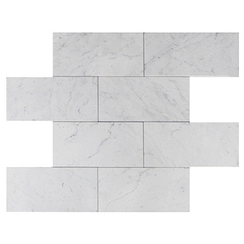 Carrara White Italian Marble 6" x 12" Tile Honed