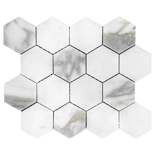 Calacatta Gold Italian Marble 3" Hexagon Mosaic Tile Honed