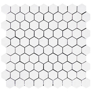 Bianco Dolomite Marble 1" Hexagon Mosaic Tile Honed