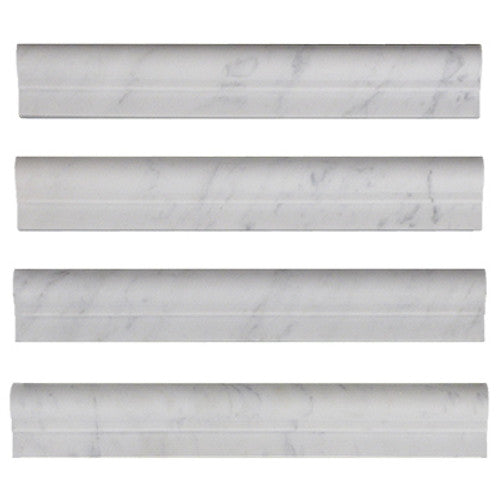 Carrara White Italian Marble Chair Rail Ogee 1 Molding Polished