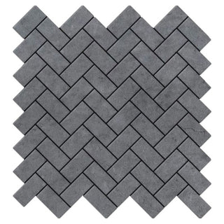 Bardiglio Gray Marble Herringbone Mosaic Tile Honed