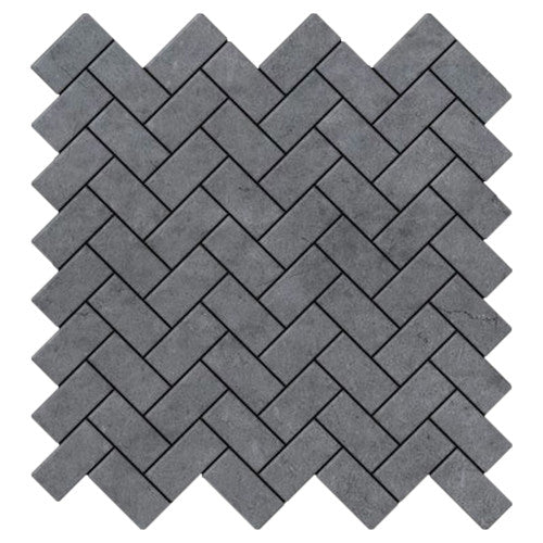 Bardiglio Gray Marble Herringbone Mosaic Tile Honed