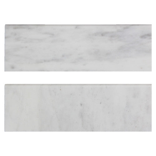 Carrara White Italian Marble 4" x 12" Bullnose Tile Trim Honed