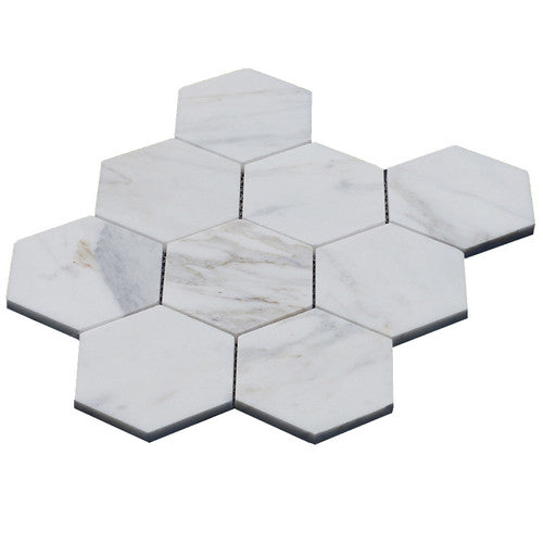 Calacatta Gold Italian Marble 4" Hexagon Mosaic Tile Polished