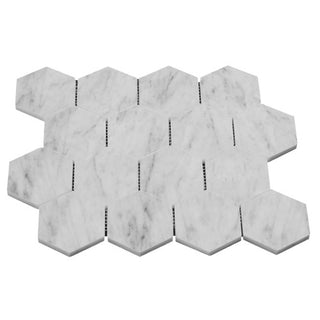 Carrara White Italian Marble 3" Hexagon Mosaic Tile Polished