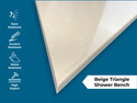 Beige Engineered Marble Triangular Shower Corner Seat