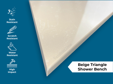 Beige Engineered Marble Triangular Shower Corner Seat - 0
