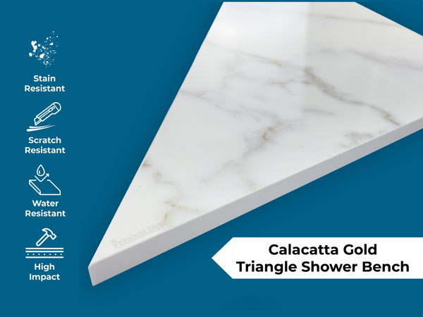 Calacatta Gold Engineered Marble Triangular Shower Corner Seat