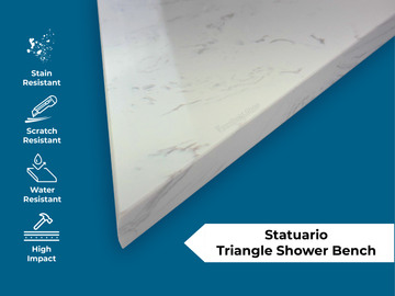 Statuario Engineered Marble Triangular Shower Corner Seat - 0