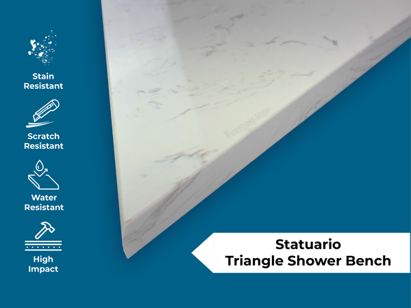 Statuario Engineered Marble Triangular Shower Corner Seat