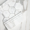 Calacatta Gold Italian Marble 4" Hexagon Mosaic Tile Honed