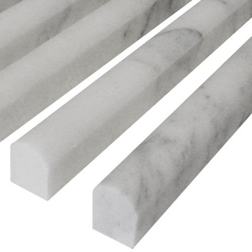 Carrara White Italian Marble Bullnose Pencil Molding Honed