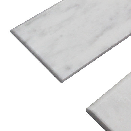 Carrara White Italian Marble 4" x 12" Bullnose Tile Trim Honed