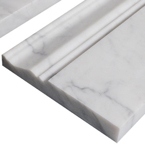 Carrara White Italian Marble Skirting Baseboard Molding Polished