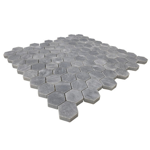 Bardiglio Gray Marble 1" Hexagon Mosaic Tile Polished