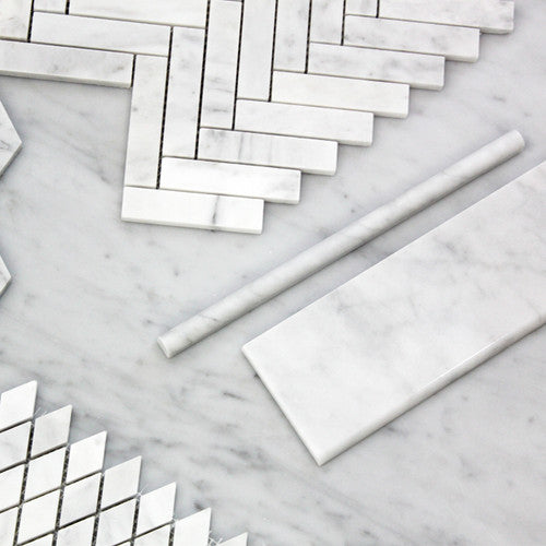 Carrara White Italian Marble Bullnose Pencil Molding Honed