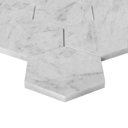 Carrara White Italian Marble 3" Hexagon Mosaic Tile Polished