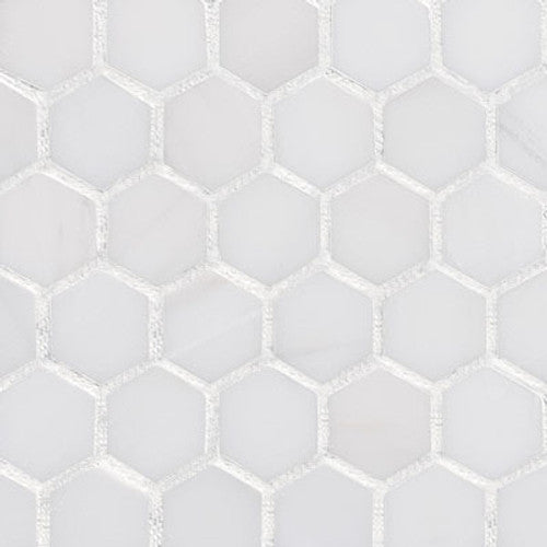 Bianco Dolomite Marble 1" Hexagon Mosaic Tile Polished