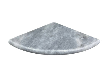 9 Inch Bardiglio Gray Marble Corner Shower Shelf, White background 