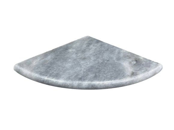 9 Inch Bardiglio Gray Marble Corner Shower Shelf, White background 