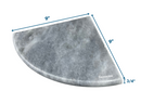 9 Inch Bardiglio Gray Marble Corner Shower Shelf, featuring its dimensions