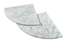 9 Inch Italian White Carrara Marble Corner Shower Shelf, two pieces