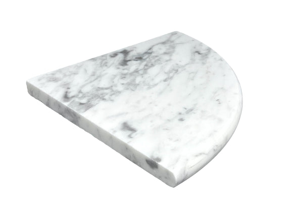 9 Inch, Italian White Carrara Marble, Corner Shower Shelf, Left profile