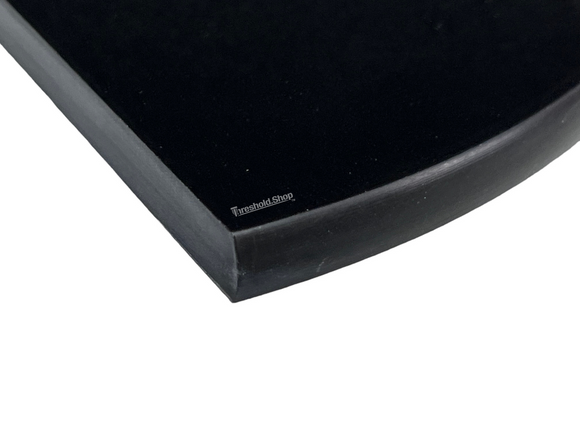 9 Inch Super Black Engineered Marble Corner Shower Shelf, Expanded Edge View