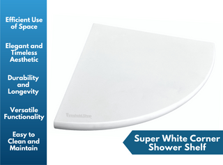 9 Inch Super White Engineered Marble Corner Shower Shelf