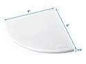 9 Inch Super White Engineered Marble Corner Shower Shelf, featuring its dimensions