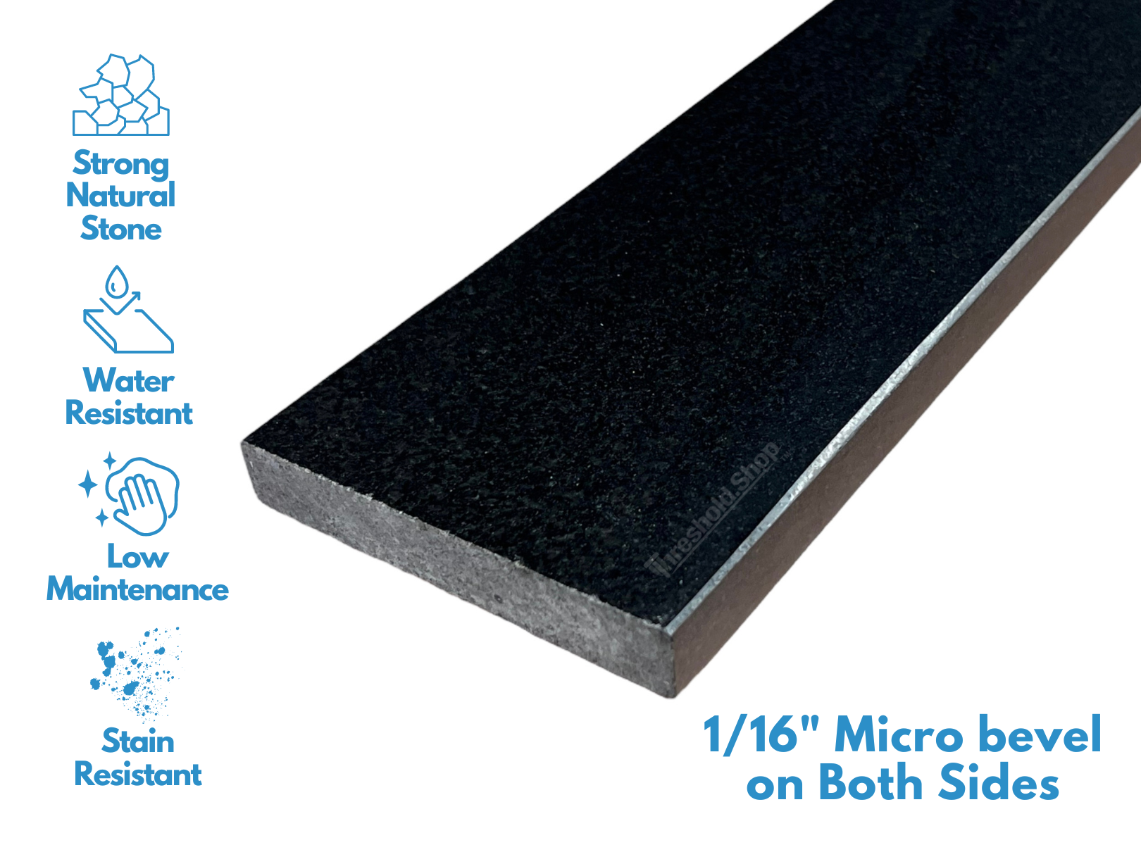 Custom Size | Absolute Black Granite Threshold Eased Edge