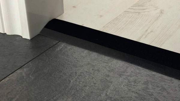 Absolute Black Granite Threshold, Single Bevel Design, Used as Floor Transition