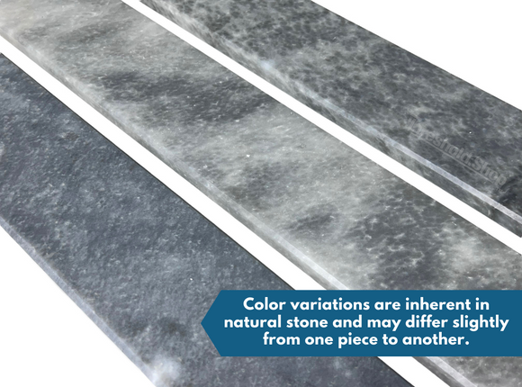 Bardiglio Gray Marble Threshold, Double Bevel Design, Color Variations