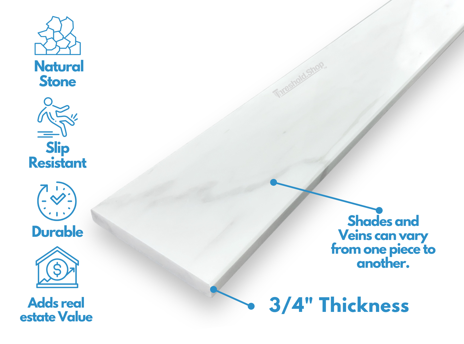 Custom Size | Bianco Dolomite Marble Threshold | Polished - 0