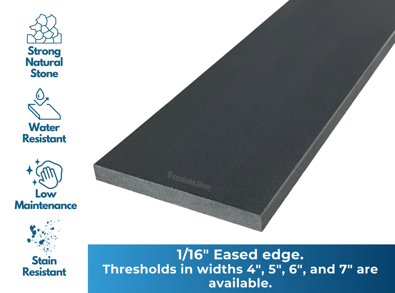 Custom Size | Black Honed Granite Threshold Eased Edge - 0