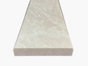 Botticcino Marble Threshold, Double Bevel Design, Expanded Edge View